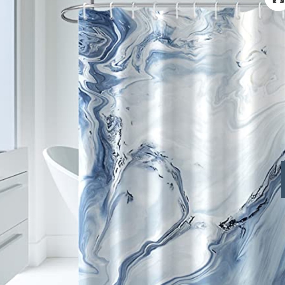 NWT Mirrorang’s shower curtain incl 12 hooks Elegant Blue Marble Shower Curtain